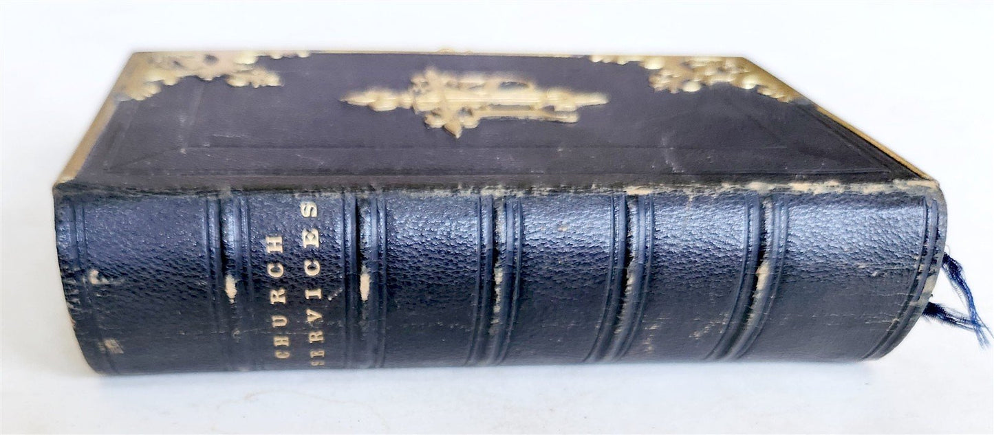 1880s BOOK OF COMMON PRAYER in ENGLISH antique FINE BINDING DECORATED with BRASS