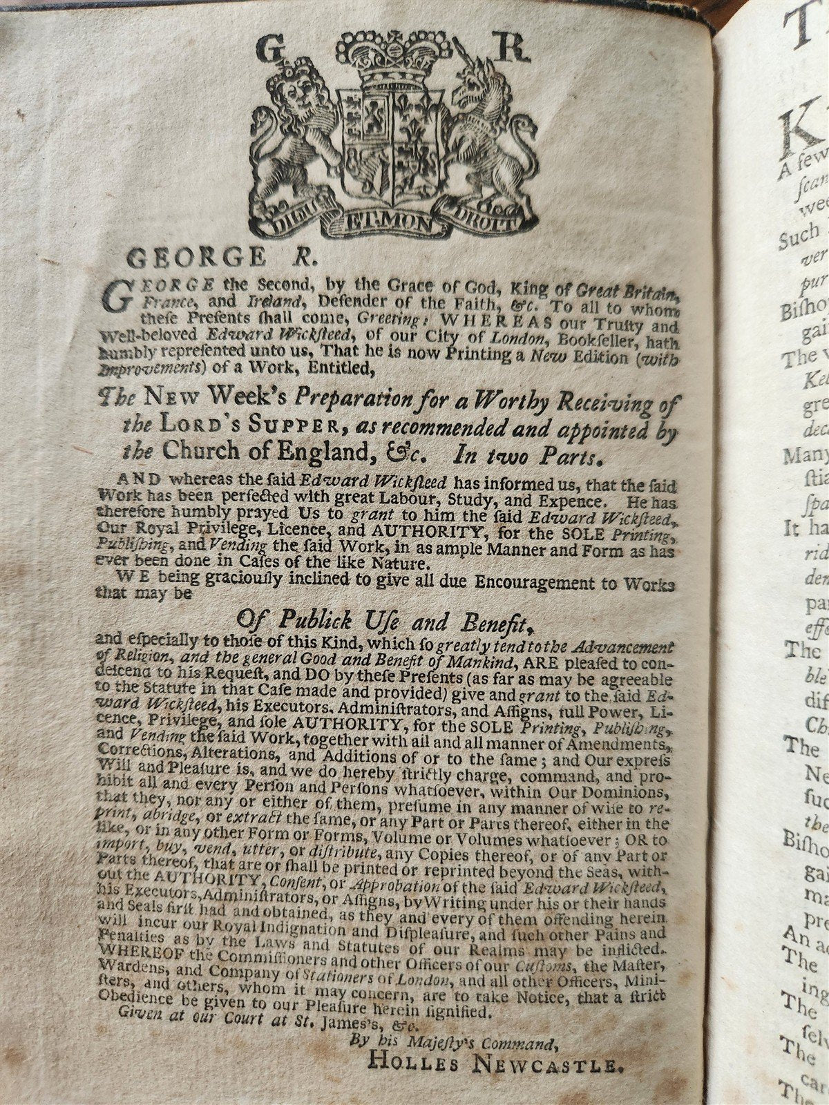 1750s THE NEW WEEK'S PREPARATION for ...LORD'S SUPPER in ENGLISH antique