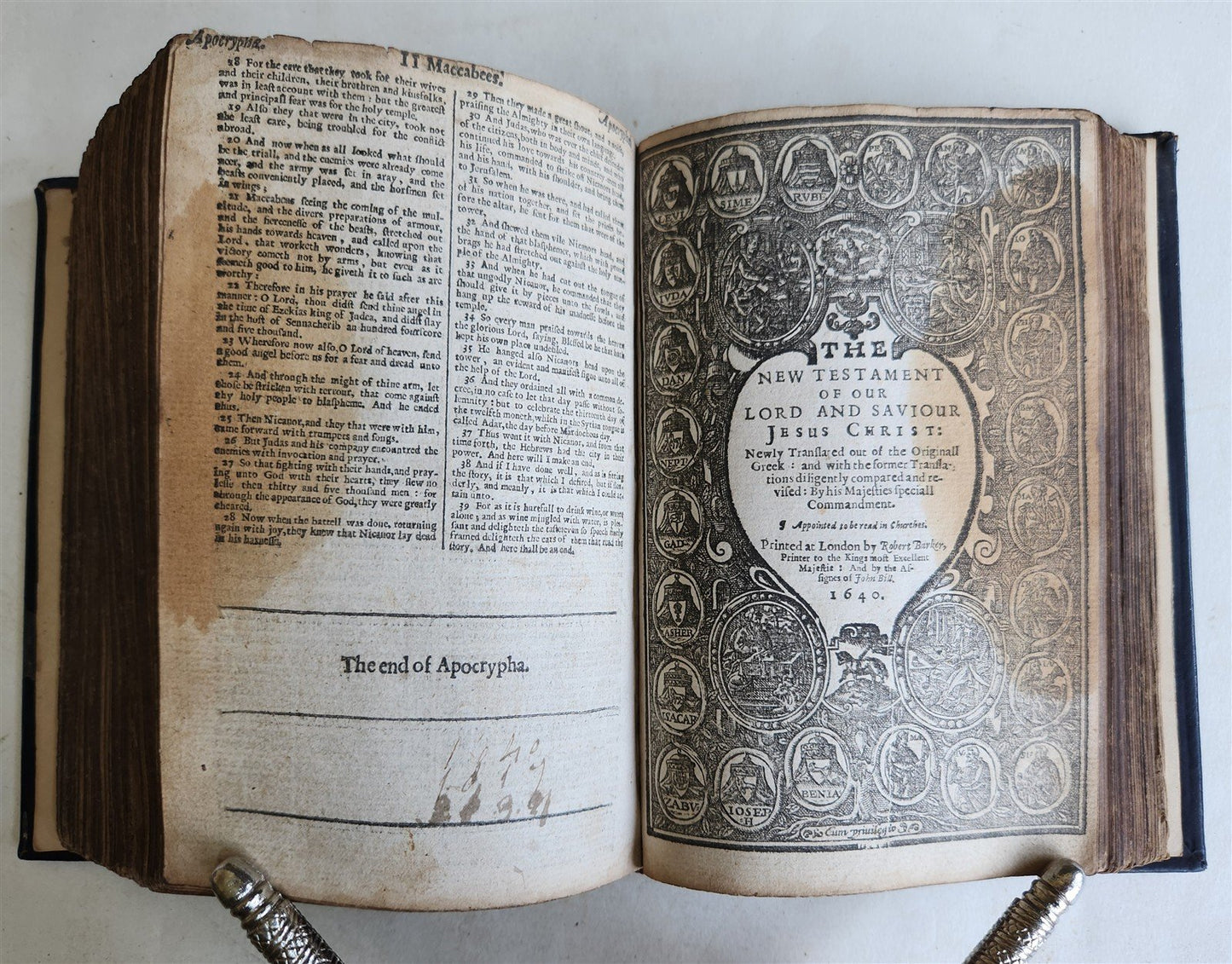 1640 BIBLE in ENGLISH OLD AND NEW TESTAMENT antique ILLUSTRATED