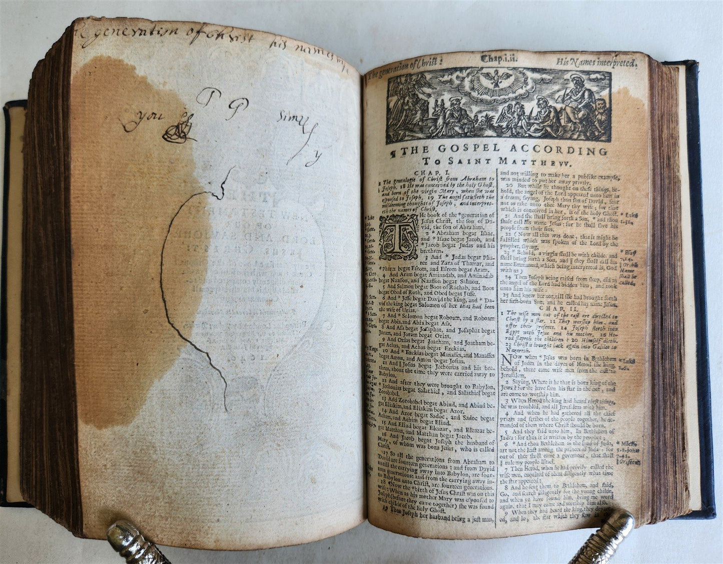 1640 BIBLE in ENGLISH OLD AND NEW TESTAMENT antique ILLUSTRATED
