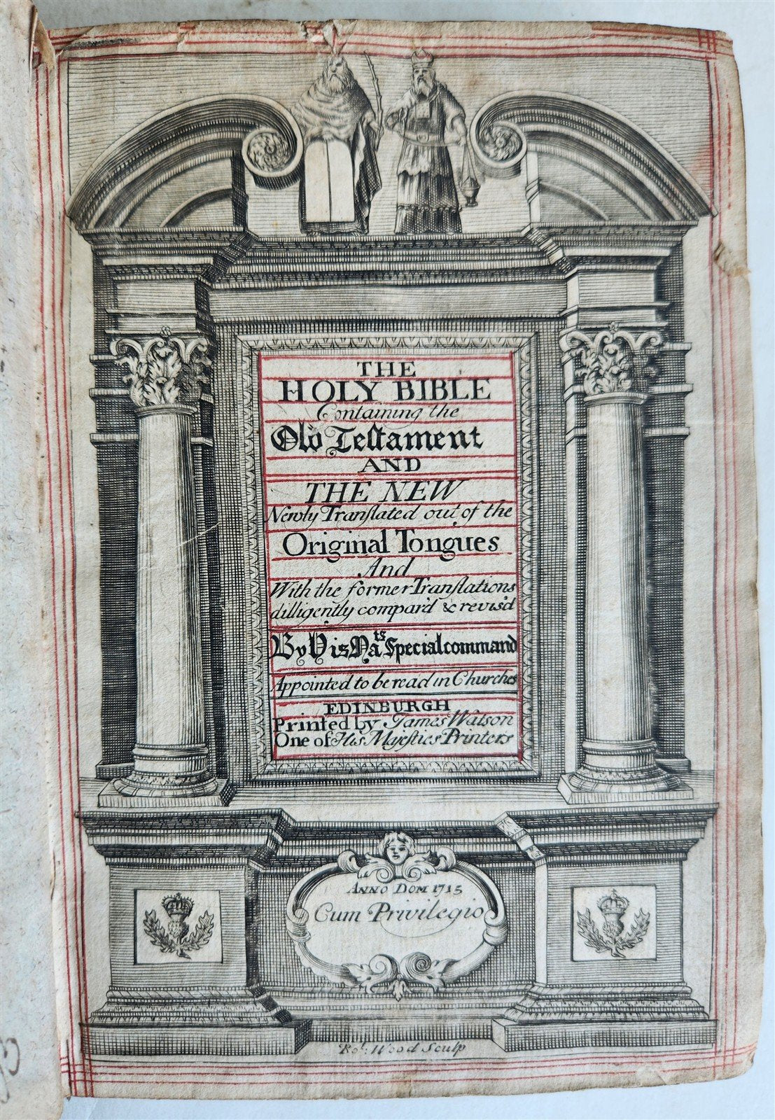 1715 BIBLE in ENGLISH OLD AND NEW TESTAMENT antique Edinburgh SCOTLAND