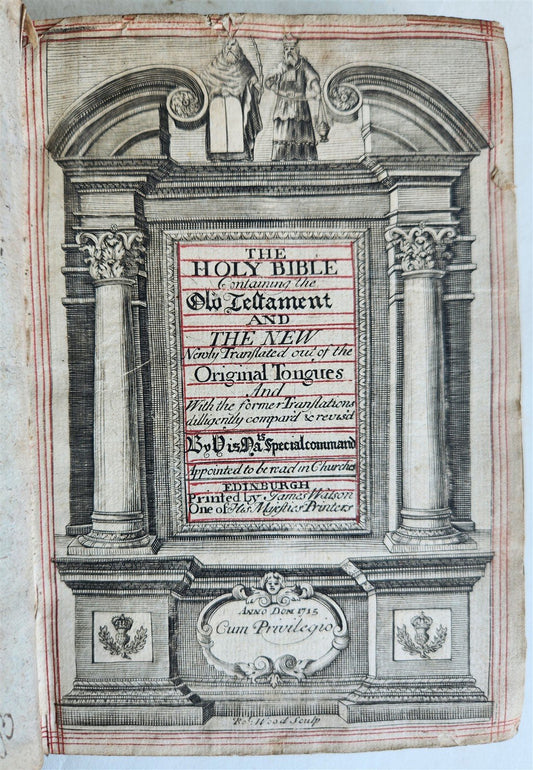 1715 BIBLE in ENGLISH OLD AND NEW TESTAMENT antique Edinburgh SCOTLAND