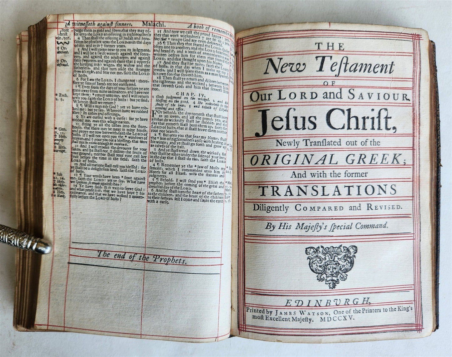 1715 BIBLE in ENGLISH OLD AND NEW TESTAMENT antique Edinburgh SCOTLAND