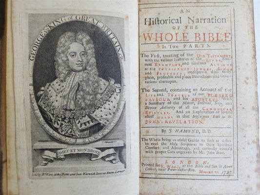 1727 BIBLE'S HISTORICAL NARRATION antique ILLUSTRATED