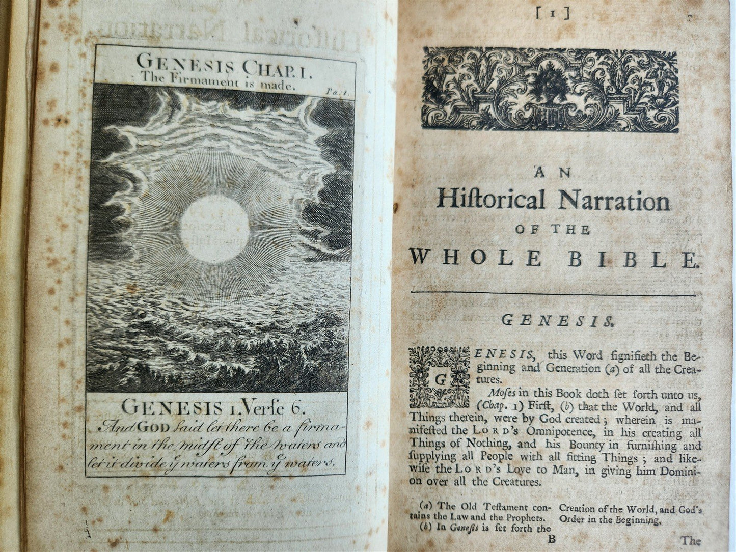 1727 BIBLE'S HISTORICAL NARRATION antique ILLUSTRATED