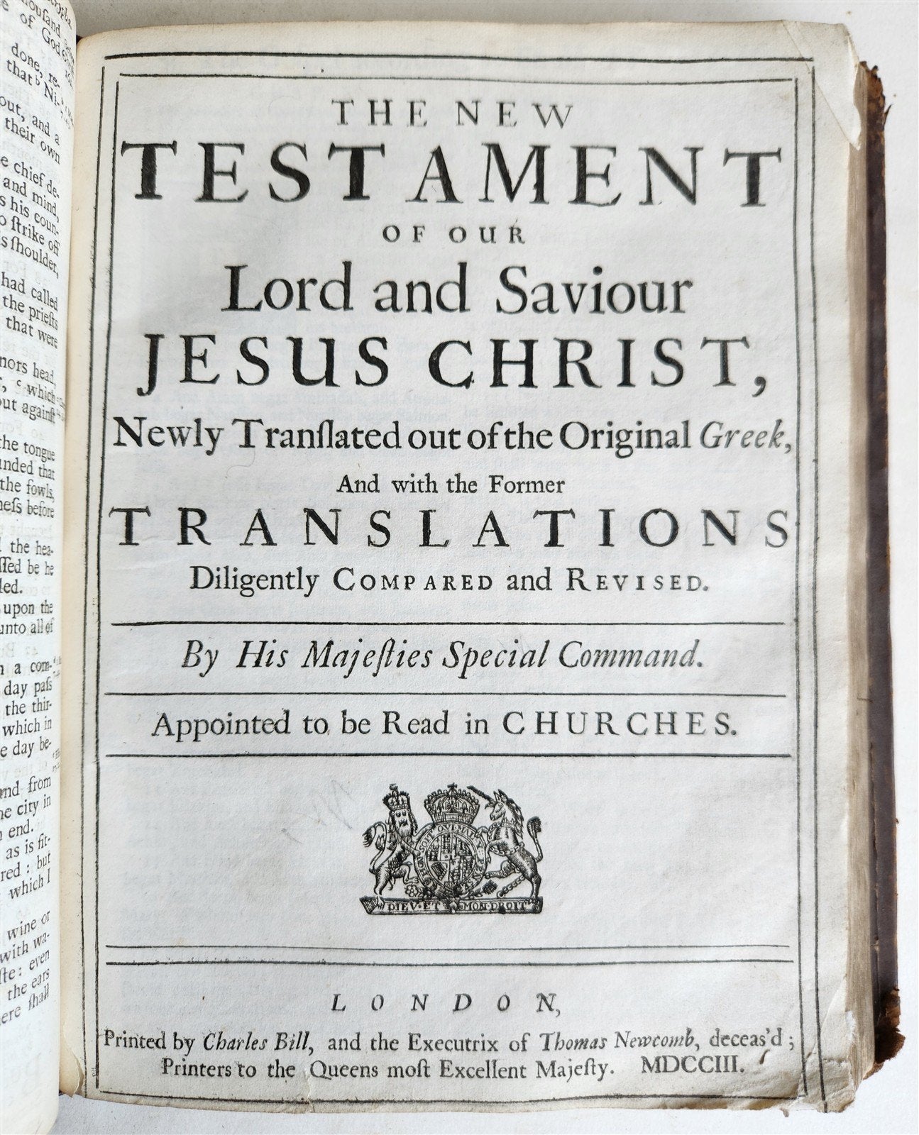 1704 BIBLE in ENGLISH OLD and NEW TESTAMENTS antique LONDON