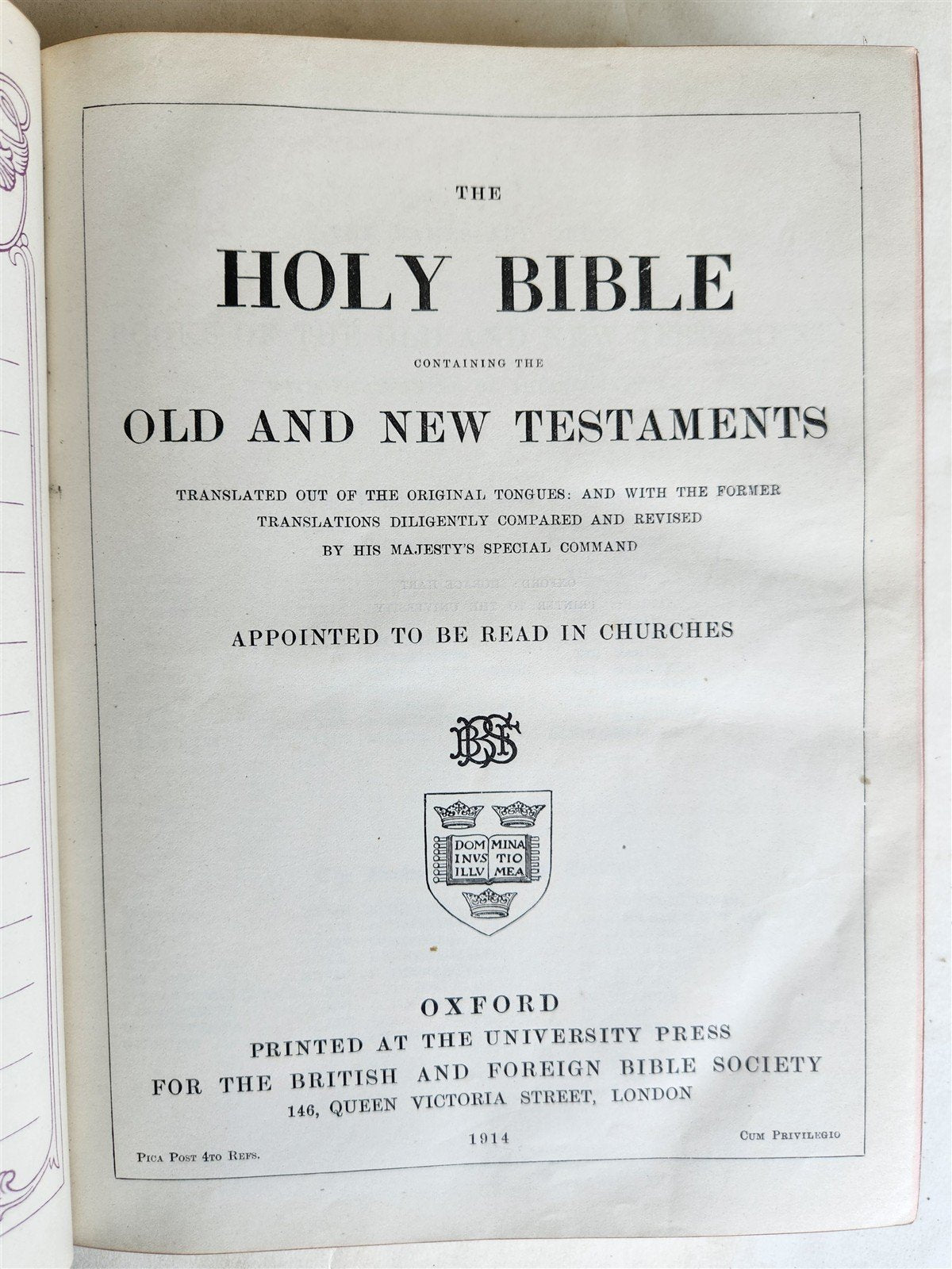 1914 BIBLE in ENGLISH OLD and NEW TESTAMENTS antique FOLIO illustrated w/ MAPS