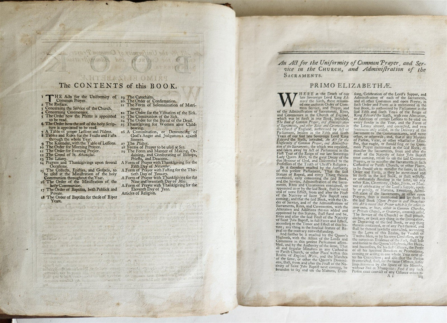1748 BOOK OF COMMON PRAYER in ENGLISH antique FOLIO