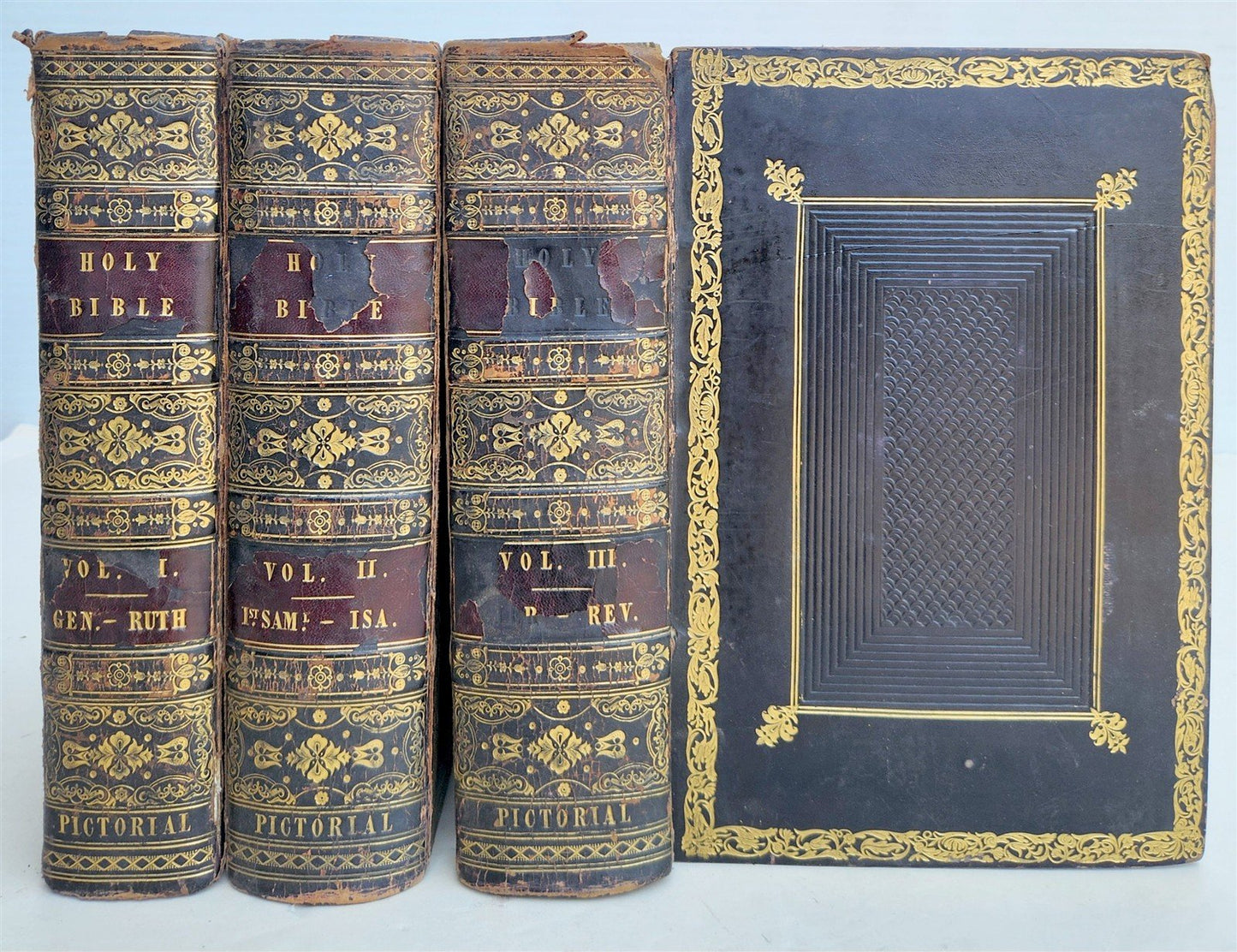 1836 BIBLE in ENGLISH 3 volumes OLD and NEW TESTAMENTS antique ILLUSTRATED