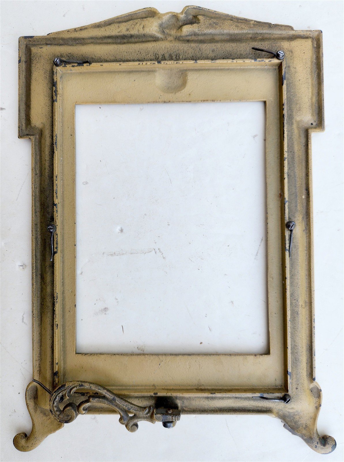 AMERICAN WWI ERA PARTRIOTIC METAL PHOTO FRAME antique MILITARY ARTILLERY