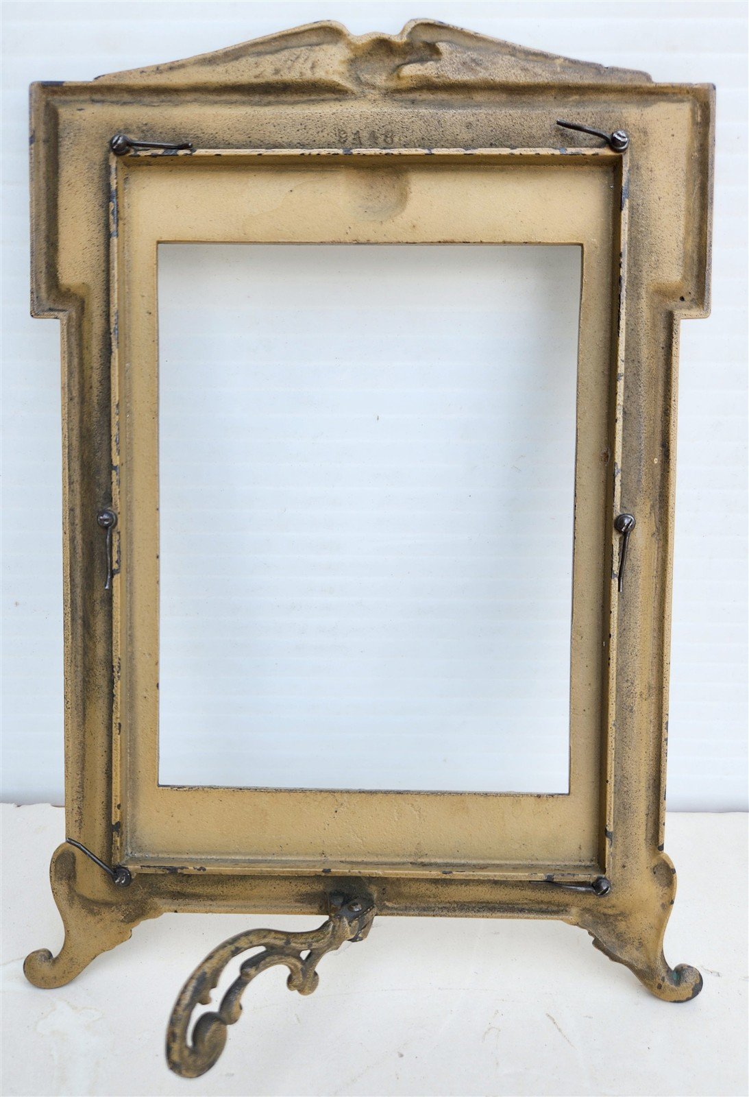 AMERICAN WWI ERA PARTRIOTIC METAL PHOTO FRAME antique MILITARY ARTILLERY