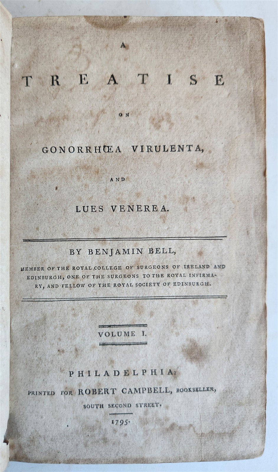 1795 Treatise on Gonorrhœa Virulenta & Lues Venerea antique 1st AMERICAN EDITION