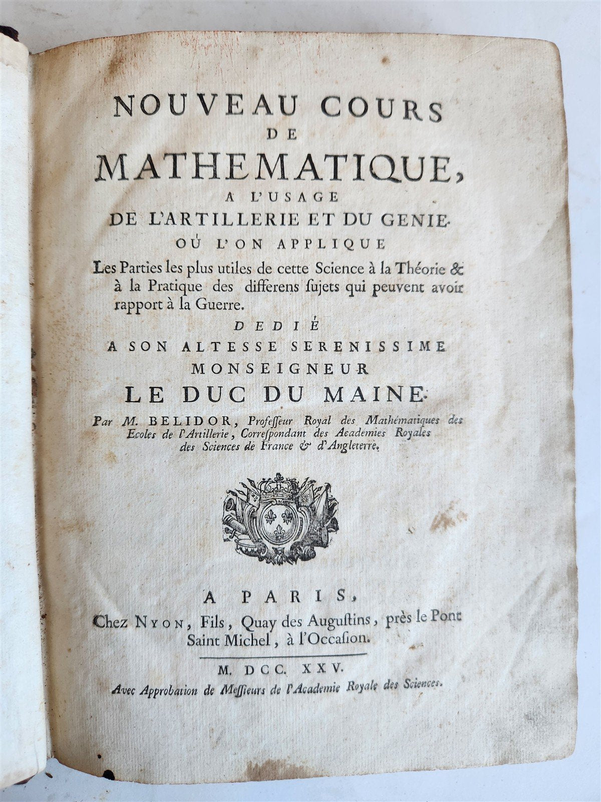 1725 MATHEMATICS ILLUSTRATED w/ 34 FOLDING PLATES antique Cours de Mathematique