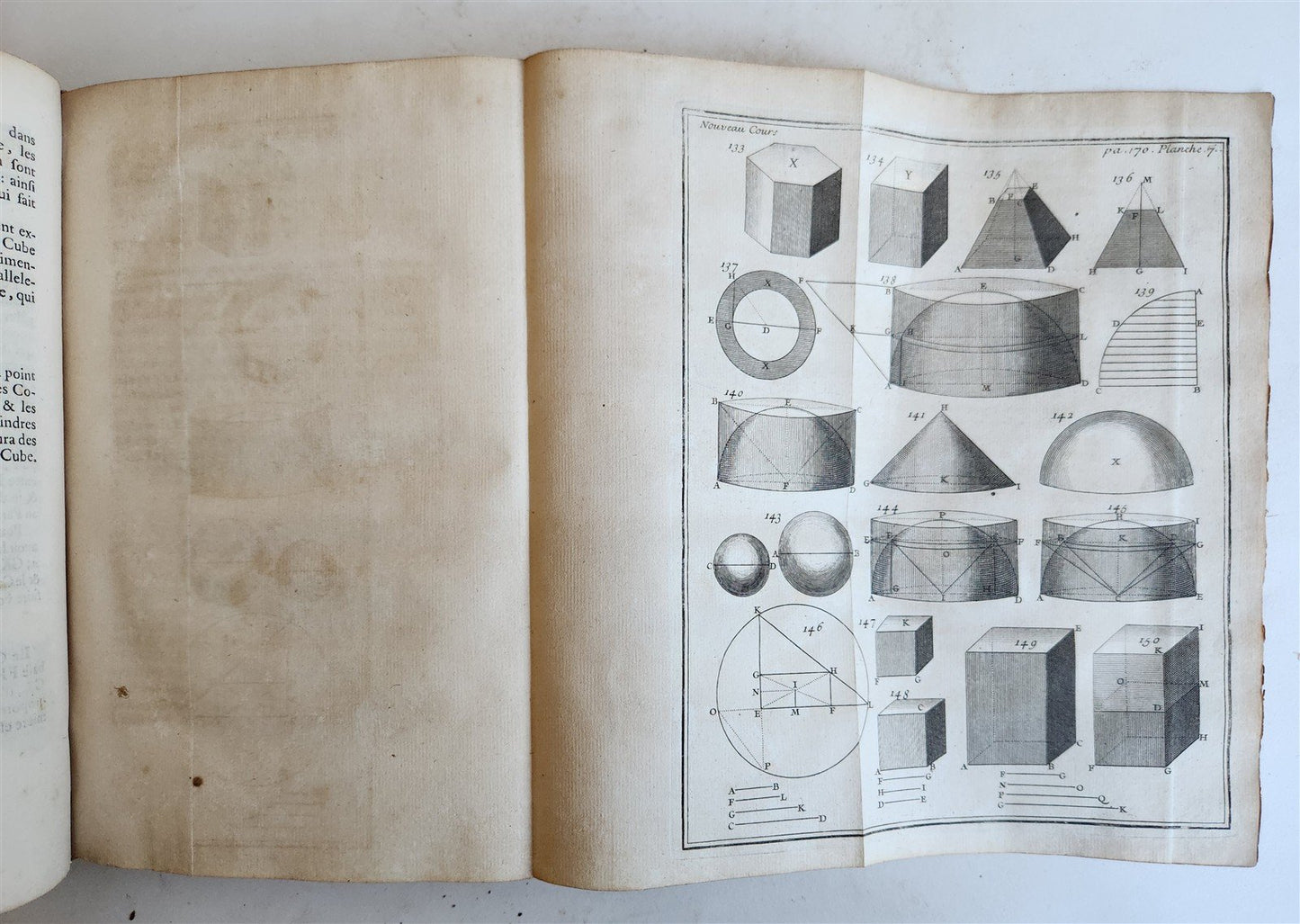 1725 MATHEMATICS ILLUSTRATED w/ 34 FOLDING PLATES antique Cours de Mathematique