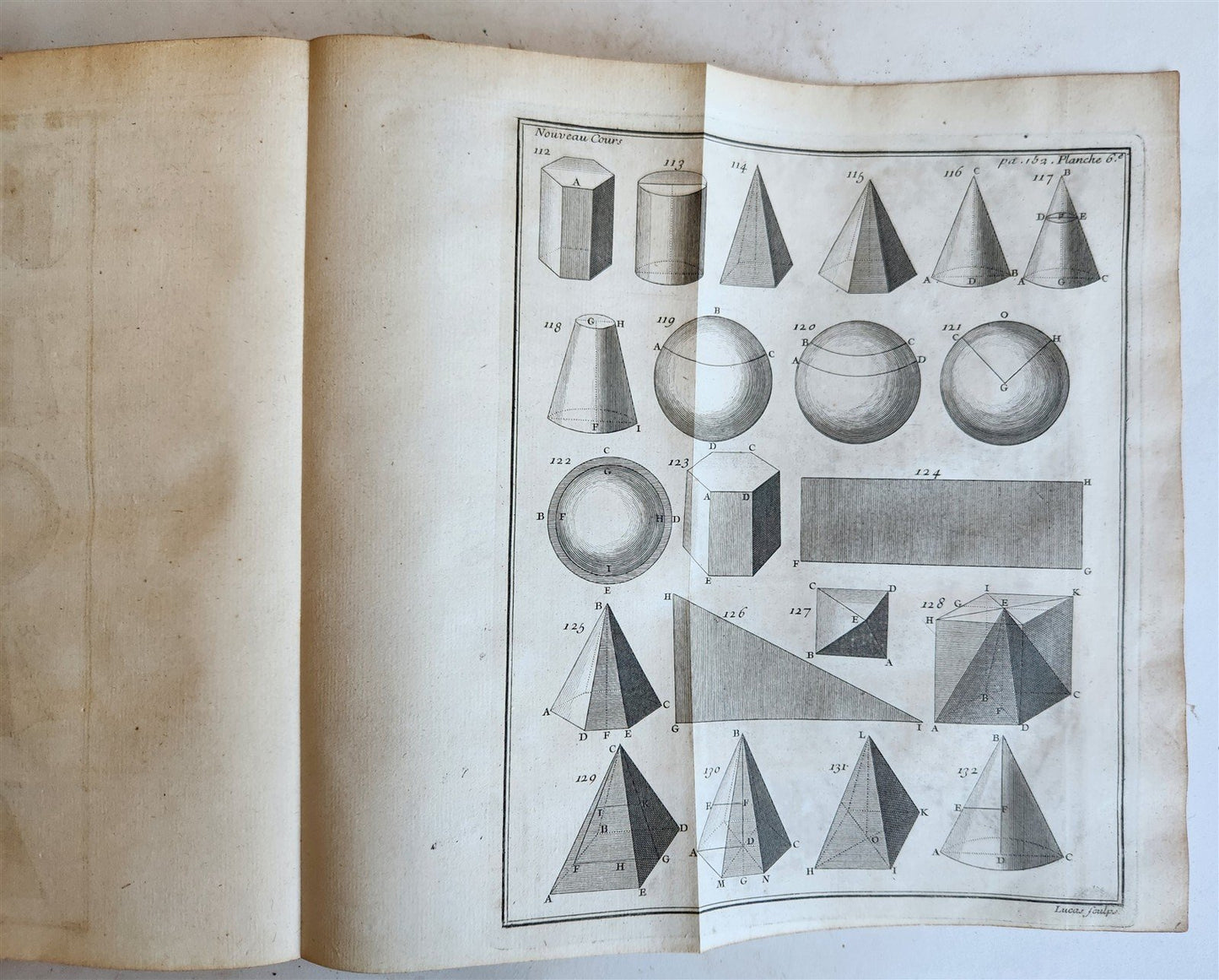 1725 MATHEMATICS ILLUSTRATED w/ 34 FOLDING PLATES antique Cours de Mathematique