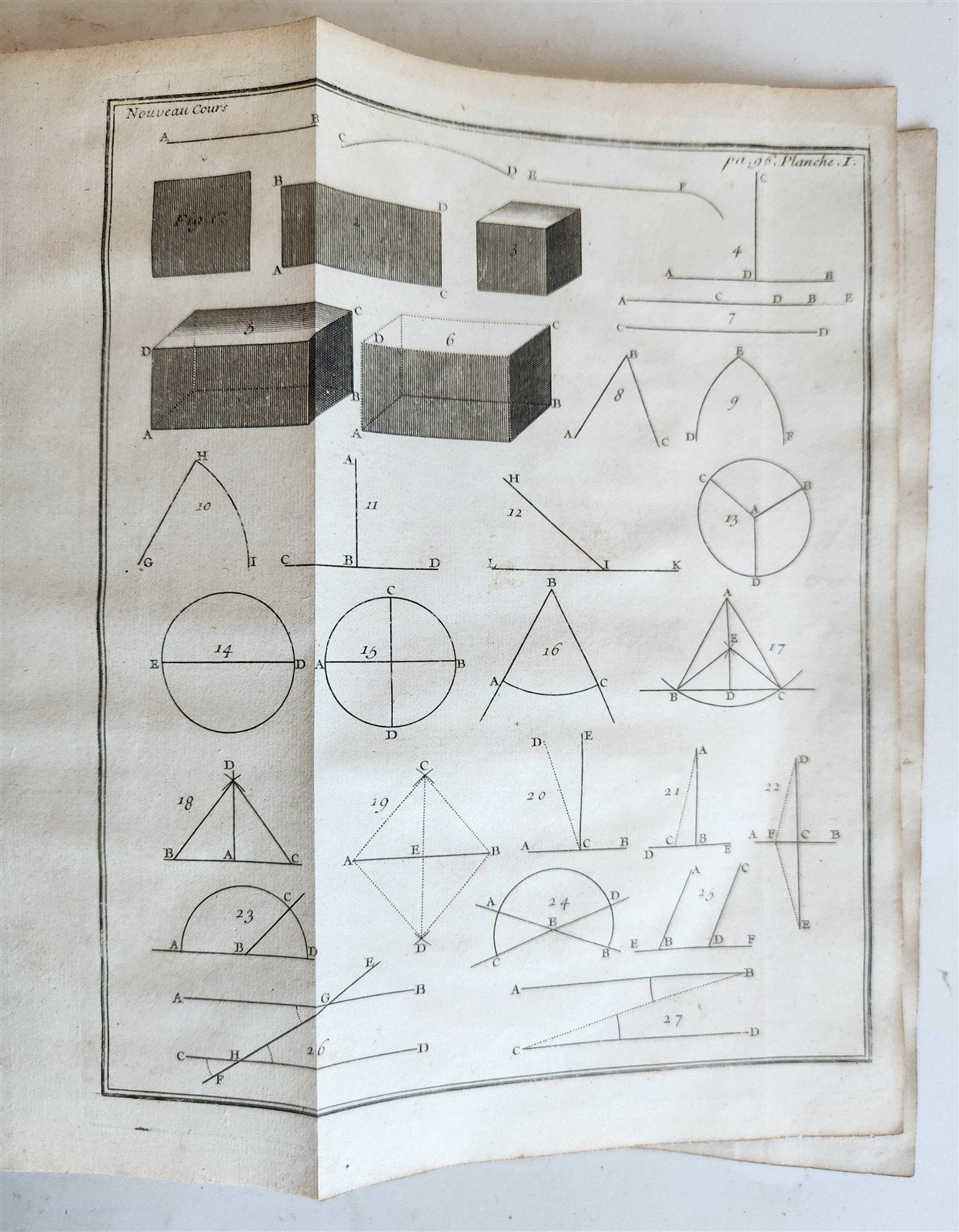 1725 MATHEMATICS ILLUSTRATED w/ 34 FOLDING PLATES antique Cours de Mathematique