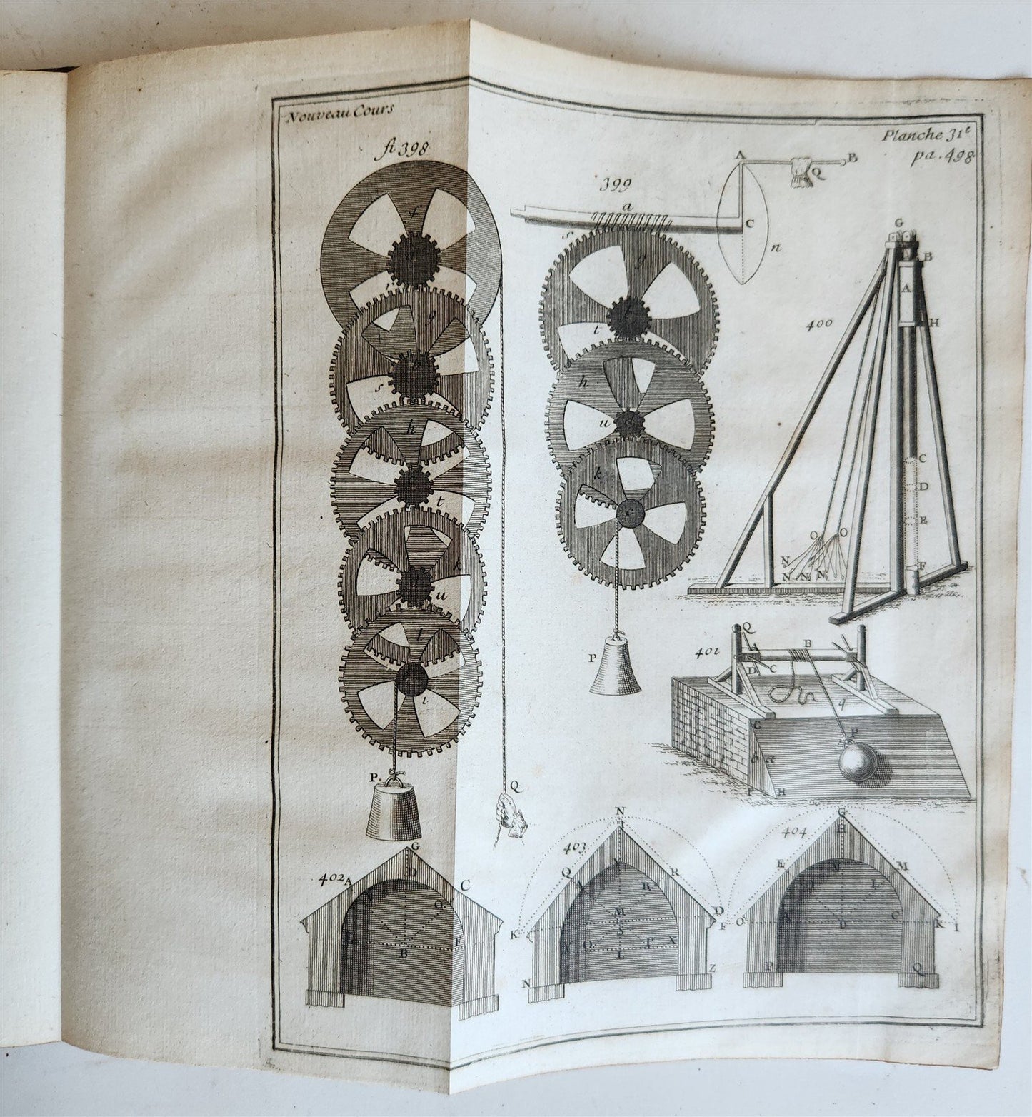 1725 MATHEMATICS ILLUSTRATED w/ 34 FOLDING PLATES antique Cours de Mathematique