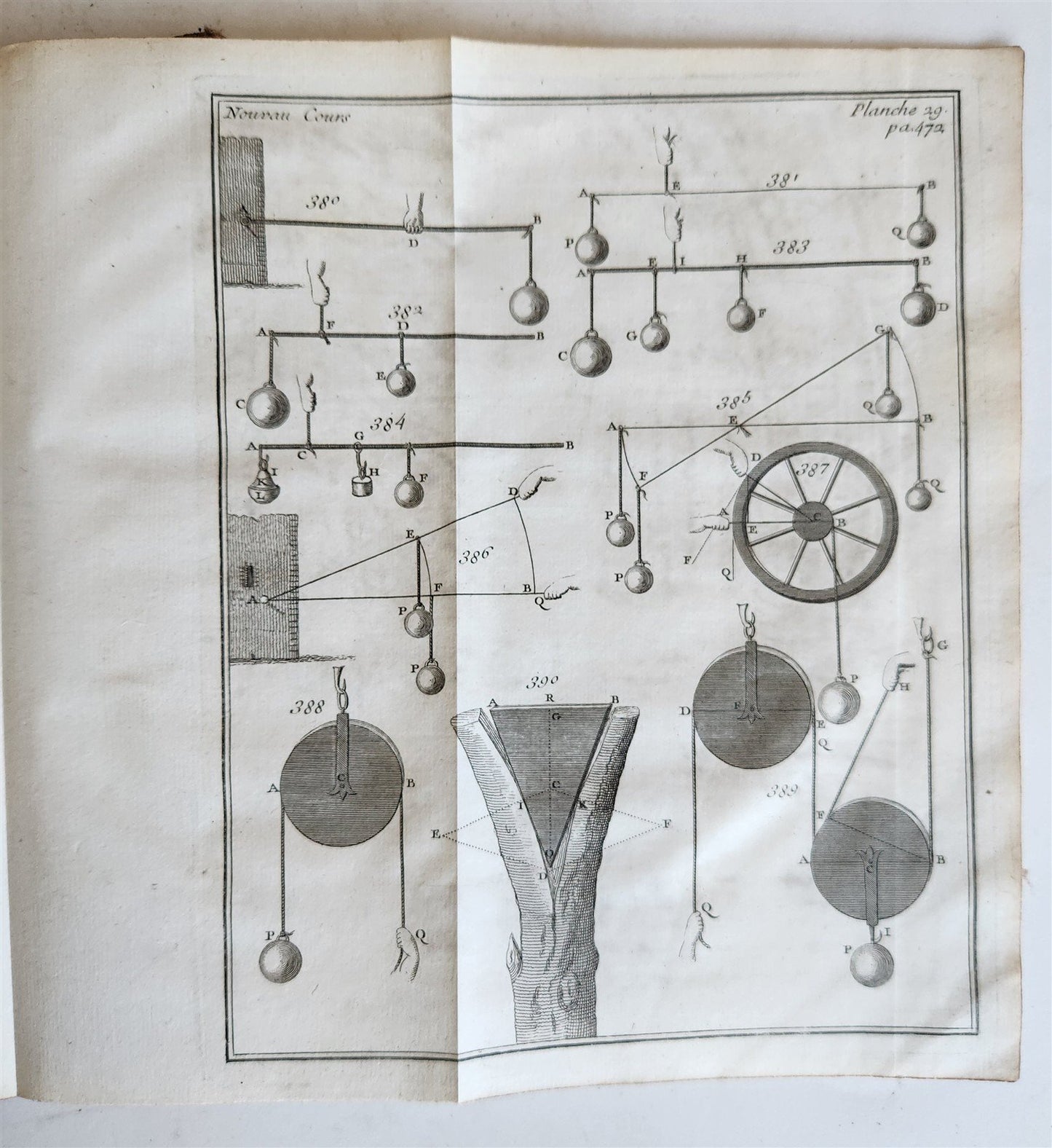 1725 MATHEMATICS ILLUSTRATED w/ 34 FOLDING PLATES antique Cours de Mathematique