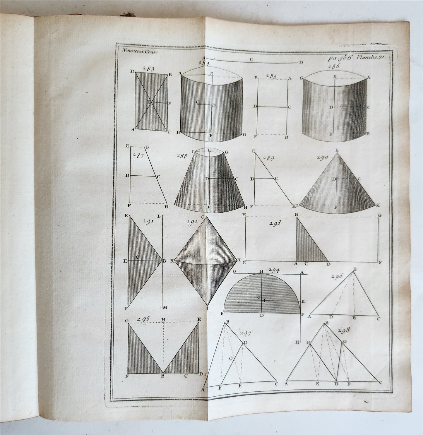1725 MATHEMATICS ILLUSTRATED w/ 34 FOLDING PLATES antique Cours de Mathematique