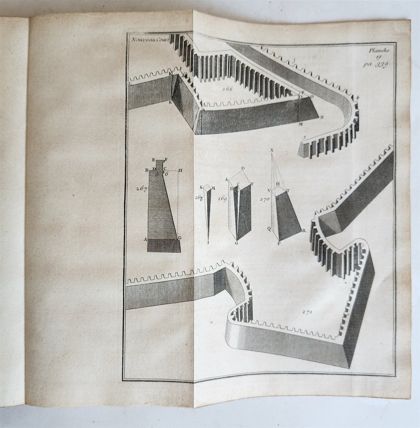 1725 MATHEMATICS ILLUSTRATED w/ 34 FOLDING PLATES antique Cours de Mathematique
