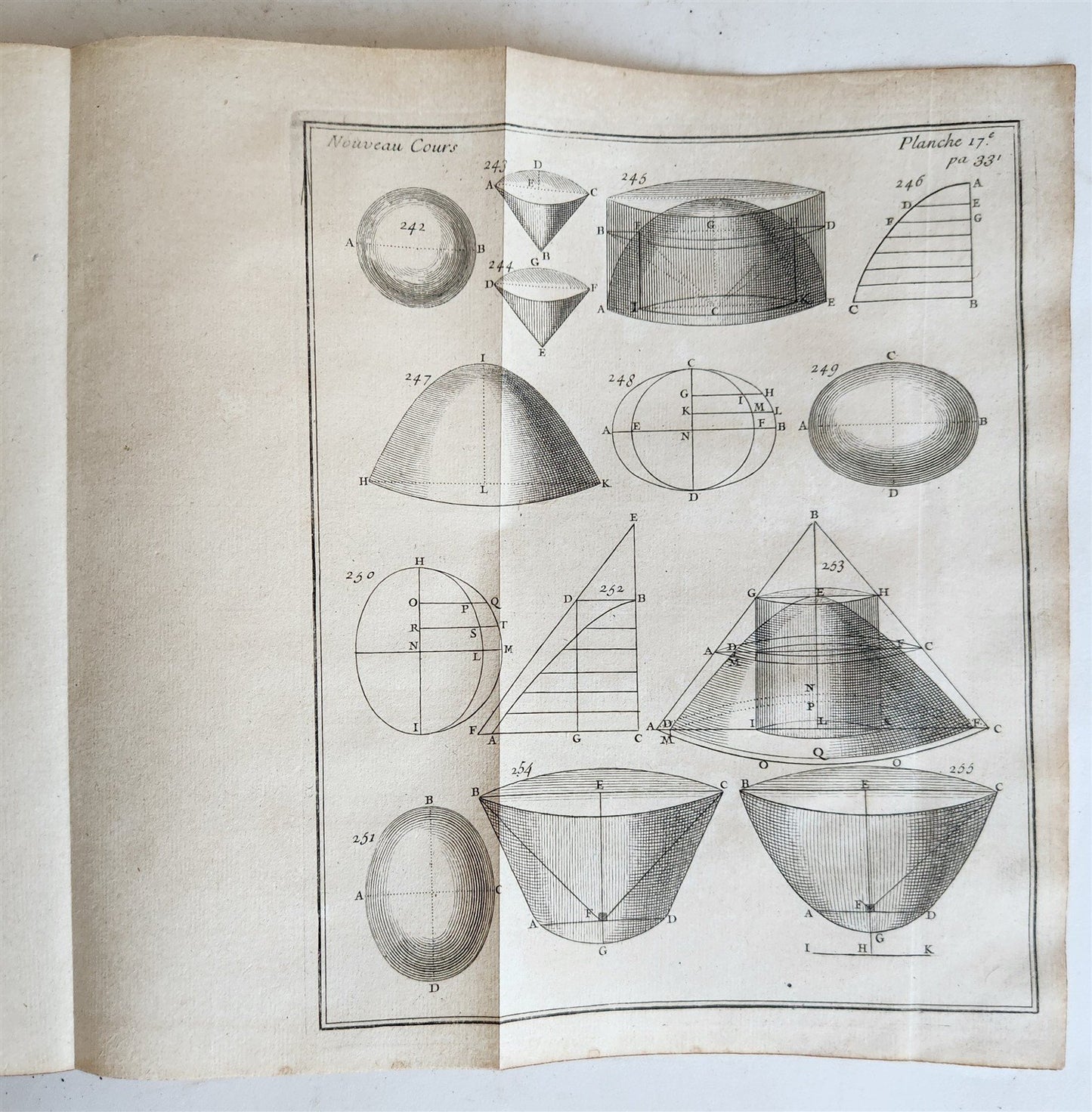 1725 MATHEMATICS ILLUSTRATED w/ 34 FOLDING PLATES antique Cours de Mathematique