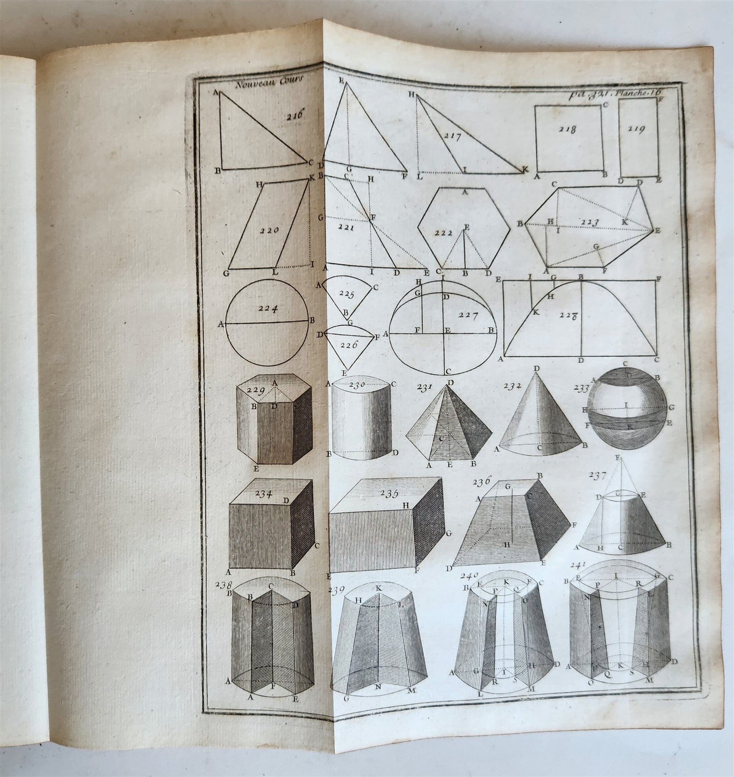 1725 MATHEMATICS ILLUSTRATED w/ 34 FOLDING PLATES antique Cours de Mathematique