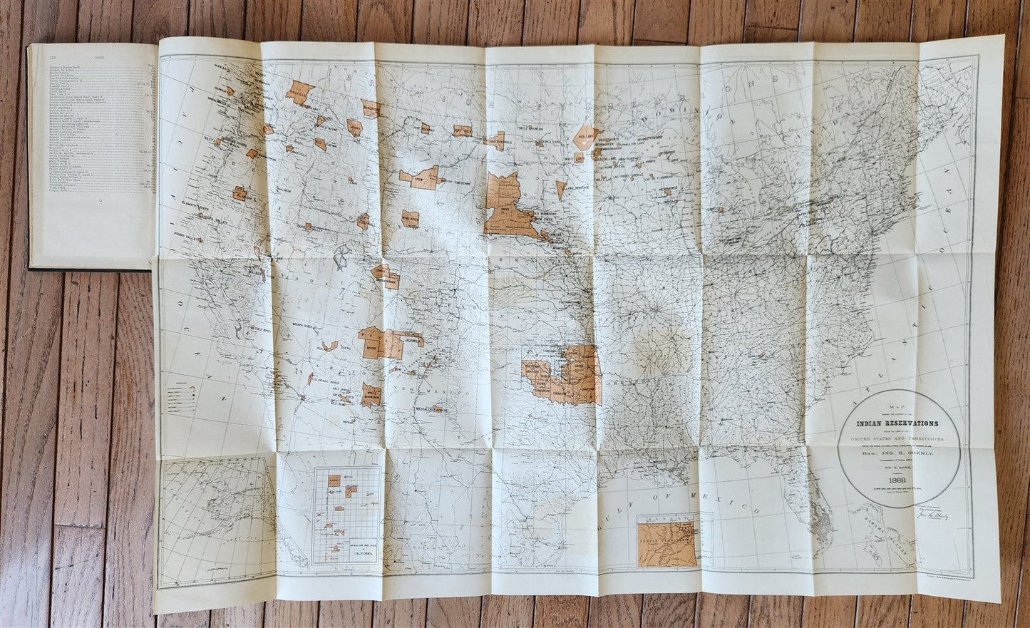 1888 REPORT of BOARD of INDIAN COMMISSIONERS antique w/ MAP of RESERVATIONS