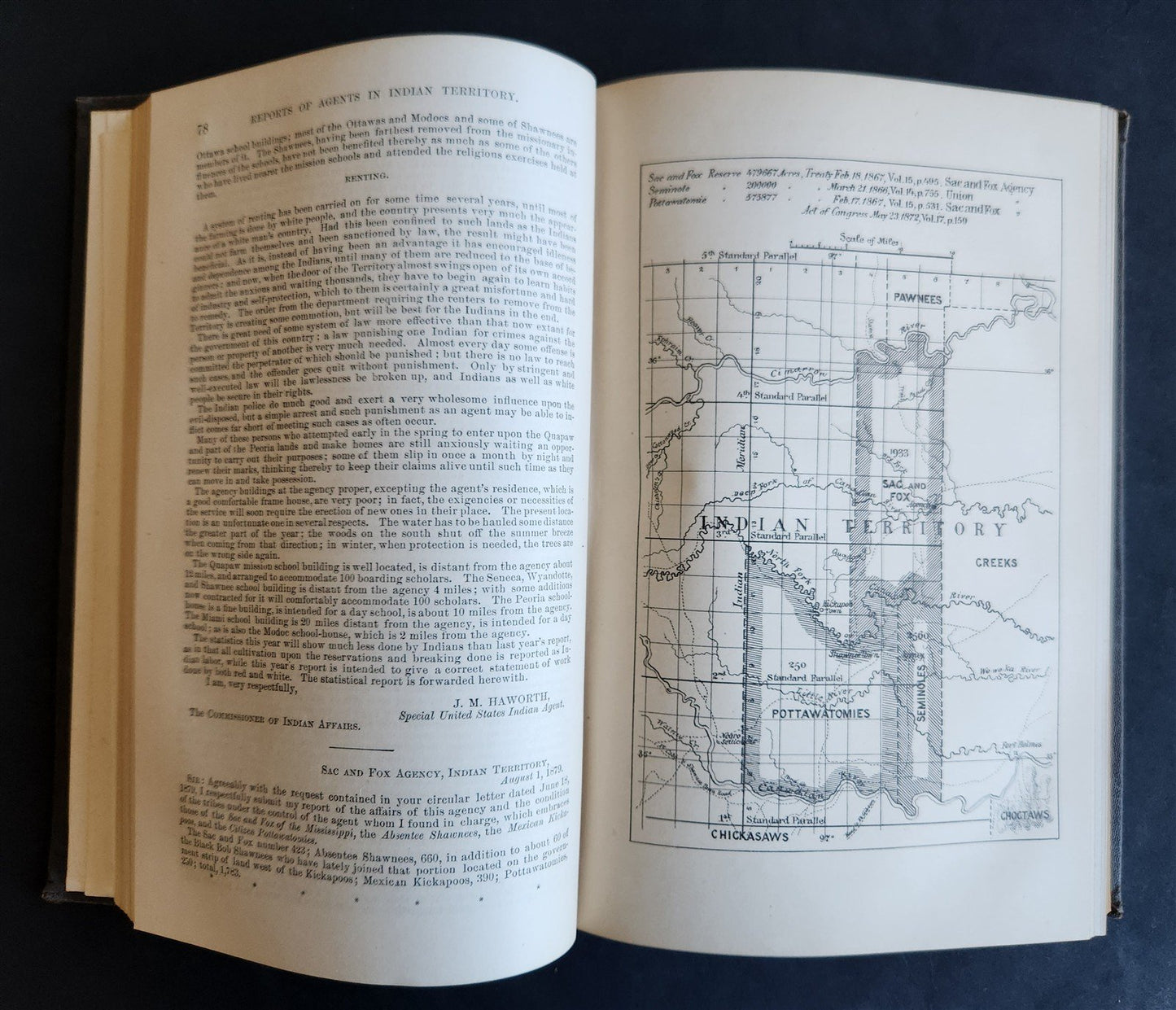 1879 REPORT of COMMISSIONER OF INDIAN AFFAIRS antique w/ MAPS of RESERVATIONS