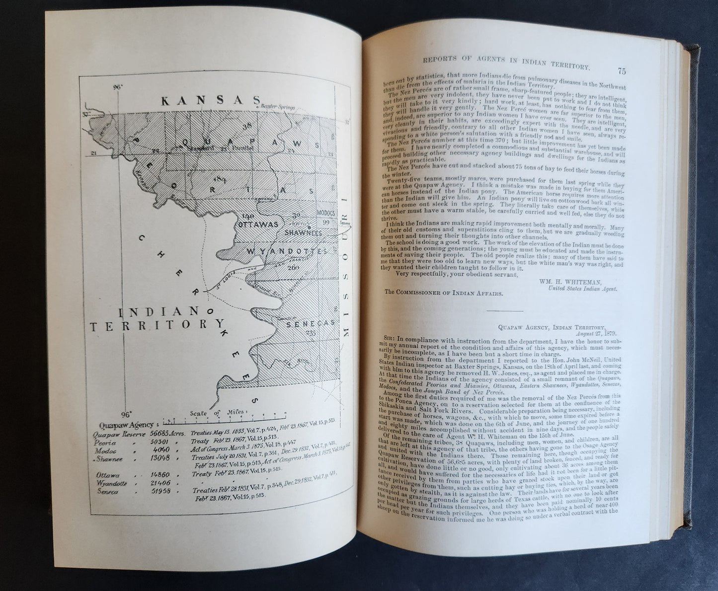 1879 REPORT of COMMISSIONER OF INDIAN AFFAIRS antique w/ MAPS of RESERVATIONS
