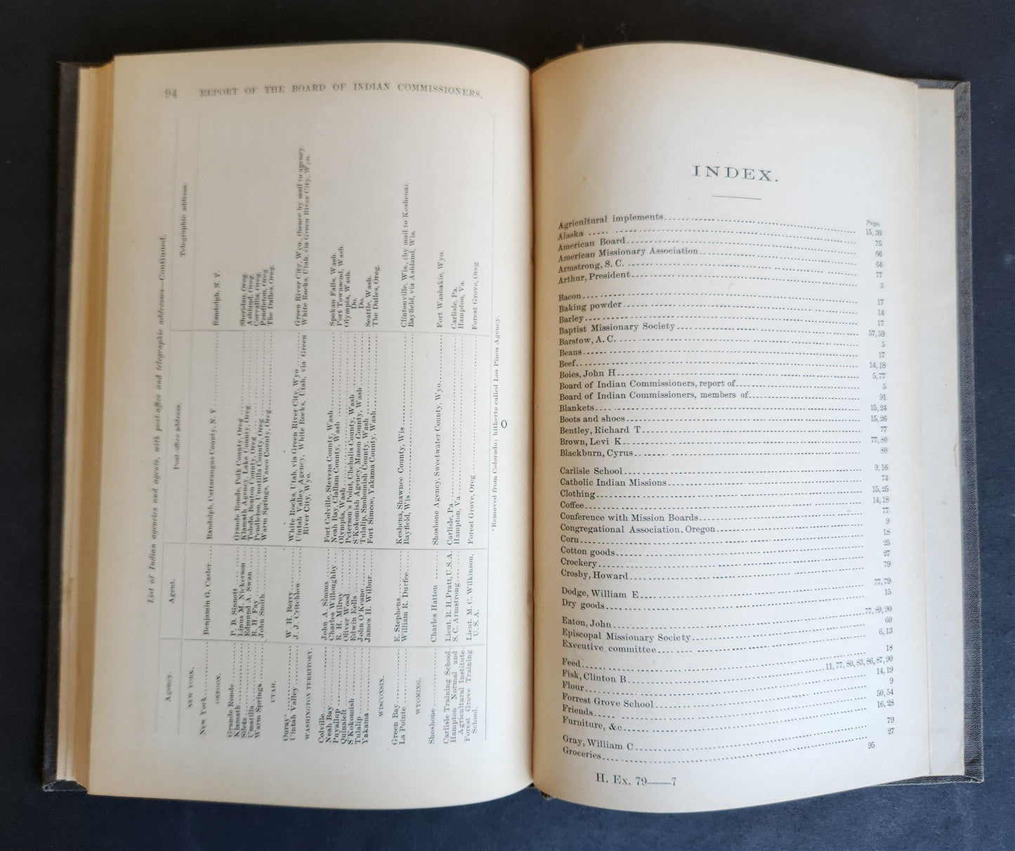 1881 REPORT of BOARD of INDIAN COMMISSIONERS antique w/ MAP of RESERVATIONS