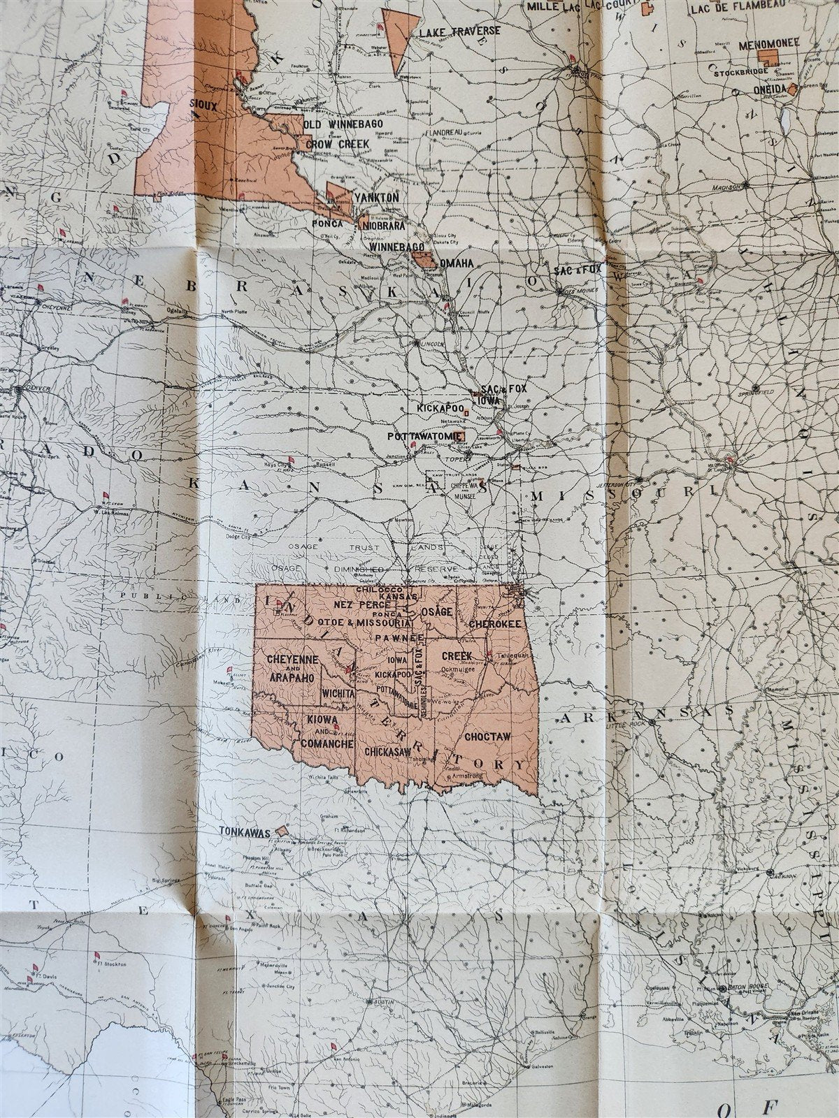 1883 REPORT of BOARD of INDIAN COMMISSIONERS antique w/ MAP of RESERVATIONS