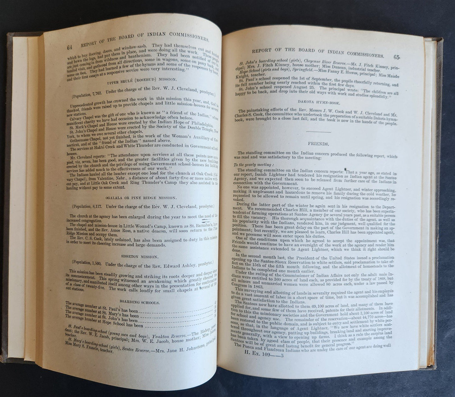 1885 REPORT of BOARD of INDIAN COMMISSIONERS antique w/ MAP of RESERVATIONS