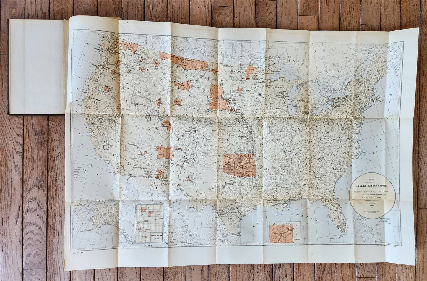 1885 REPORT of BOARD of INDIAN COMMISSIONERS antique w/ MAP of RESERVATIONS