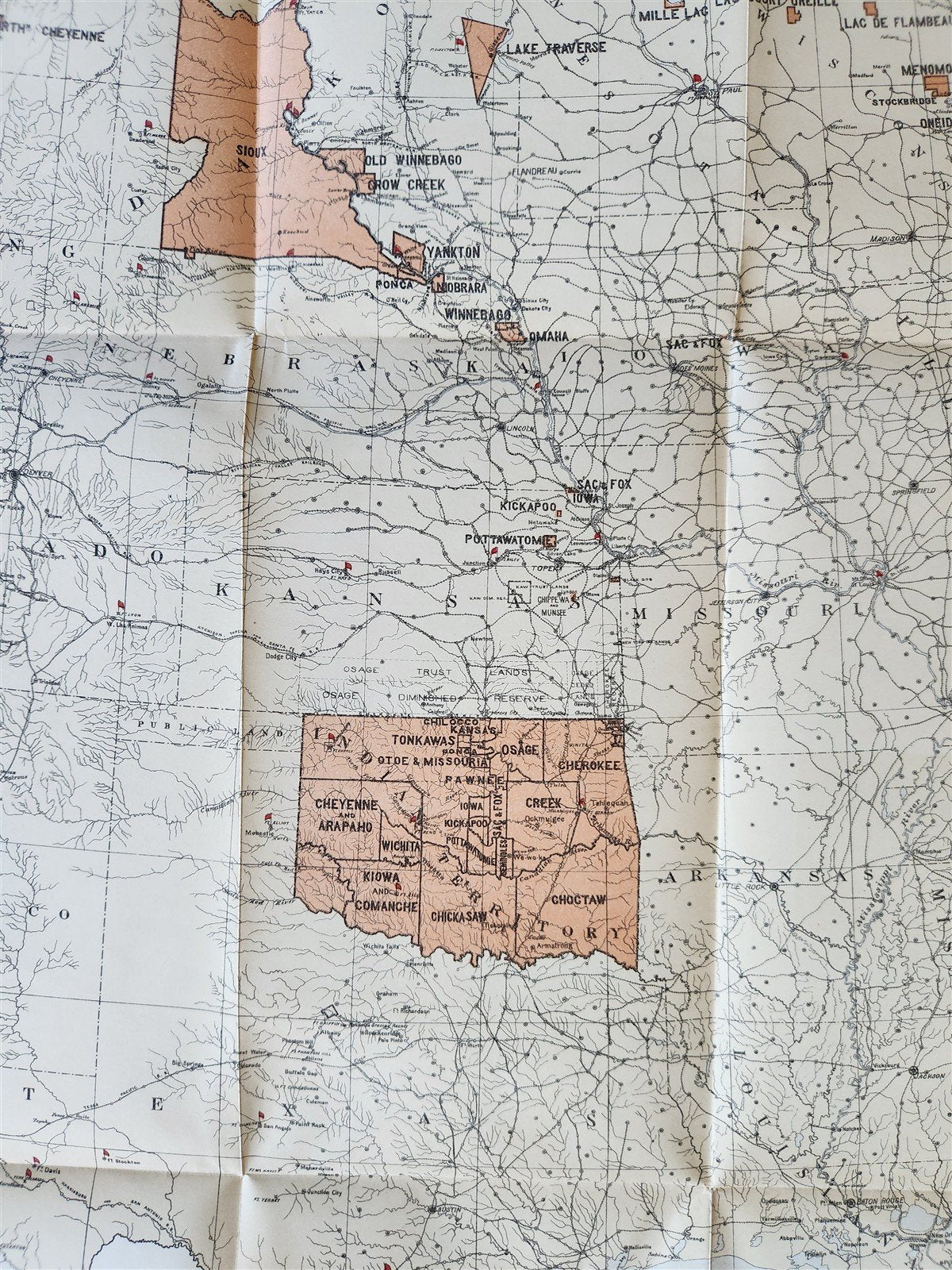 1885 REPORT of BOARD of INDIAN COMMISSIONERS antique w/ MAP of RESERVATIONS