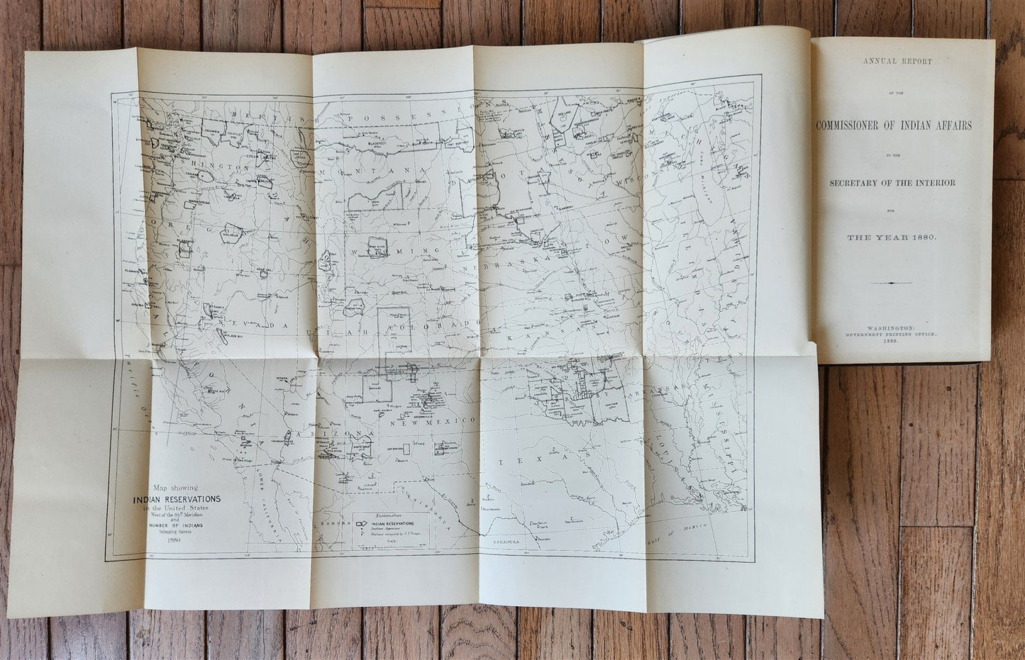 1880 REPORT of COMMISSIONER OF INDIAN AFFAIRS antique w/ MAPS of RESERVATIONS