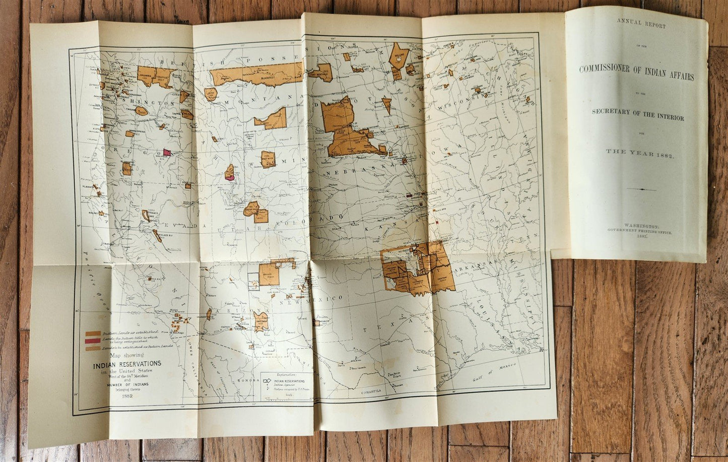 1882 COMMISSIONER OF INDIAN AFFAIRS REPORT illustrated w/MAP antique AMERICANA
