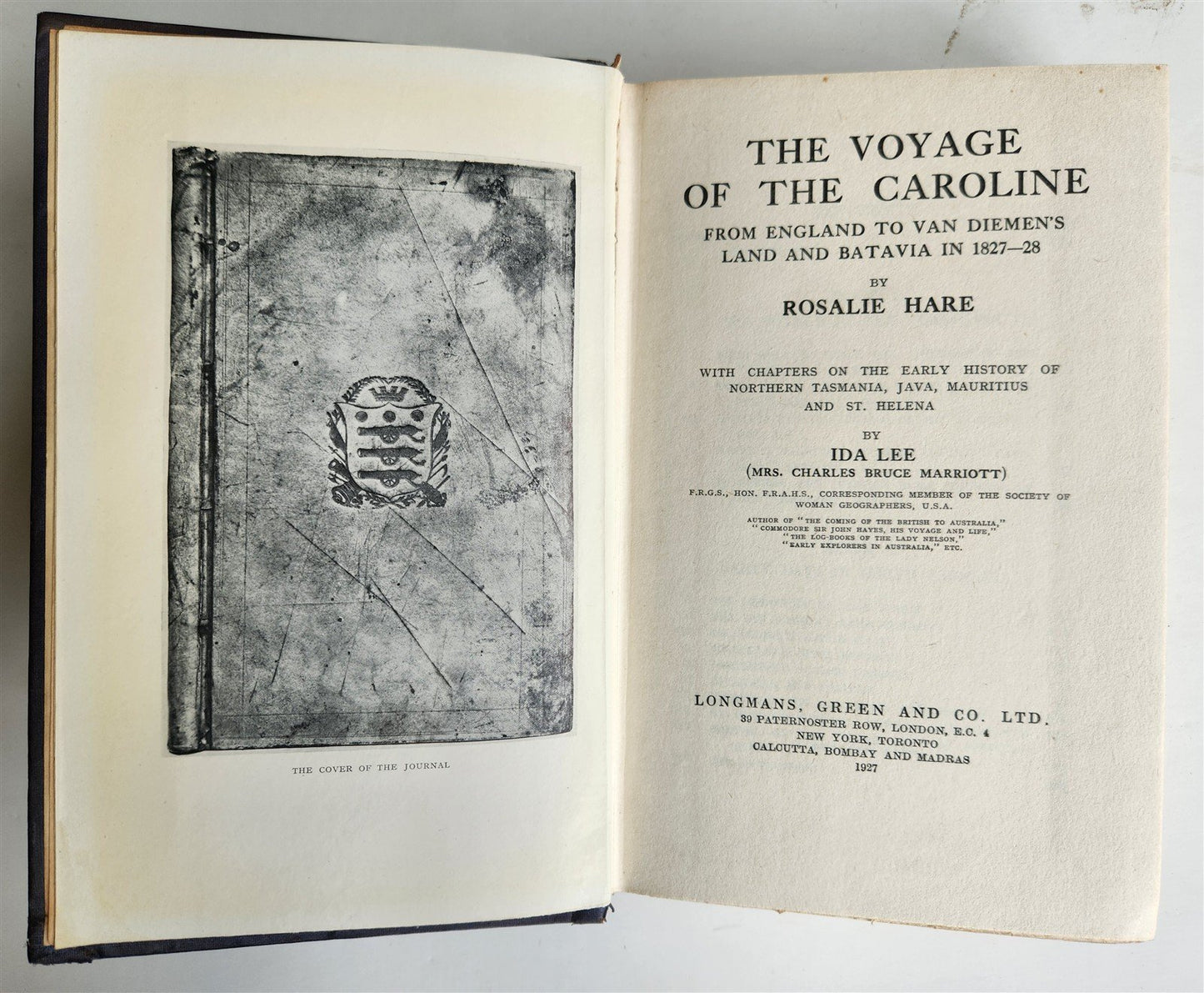 1927 VOYAGE OF THE CAROLINE Batavia Tasmania Java Mauritius St.Helena ANTIQUE