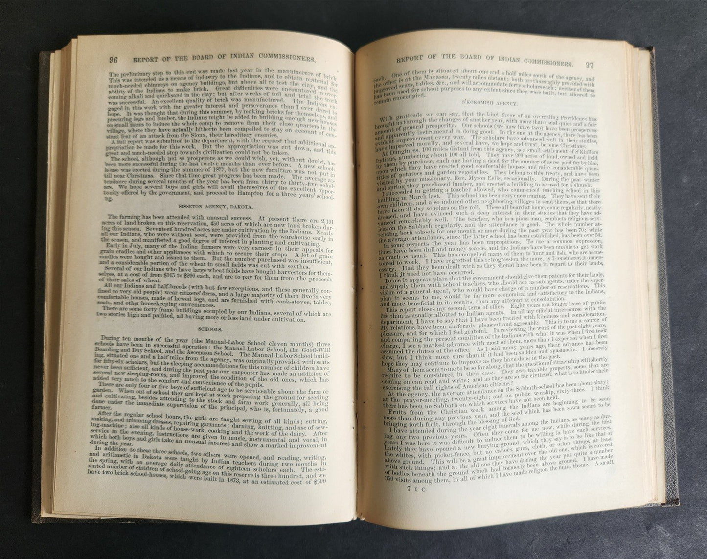 1878 REPORT of BOARD of INDIAN COMMISSIONERS antique w/ MAP of RESERVATIONS
