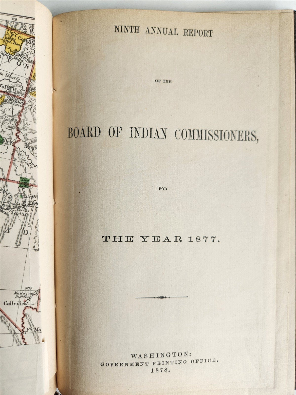 1877 REPORT of BOARD of INDIAN COMMISSIONERS antique w/ MAP of RESERVATIONS