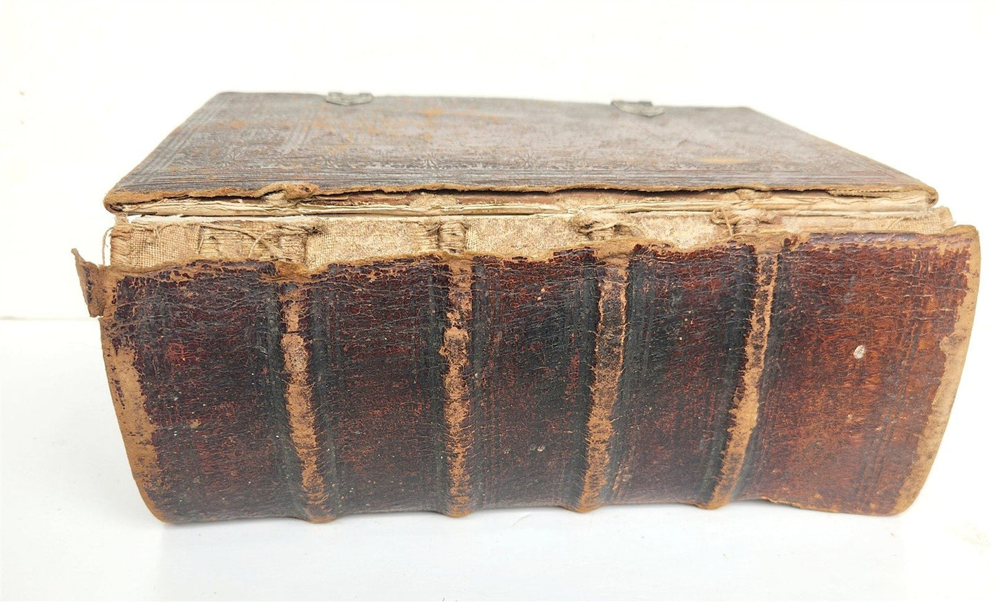 1748 BIBLE in GERMAN Old & New Testament antique ILLUSTRATED pigskin binding
