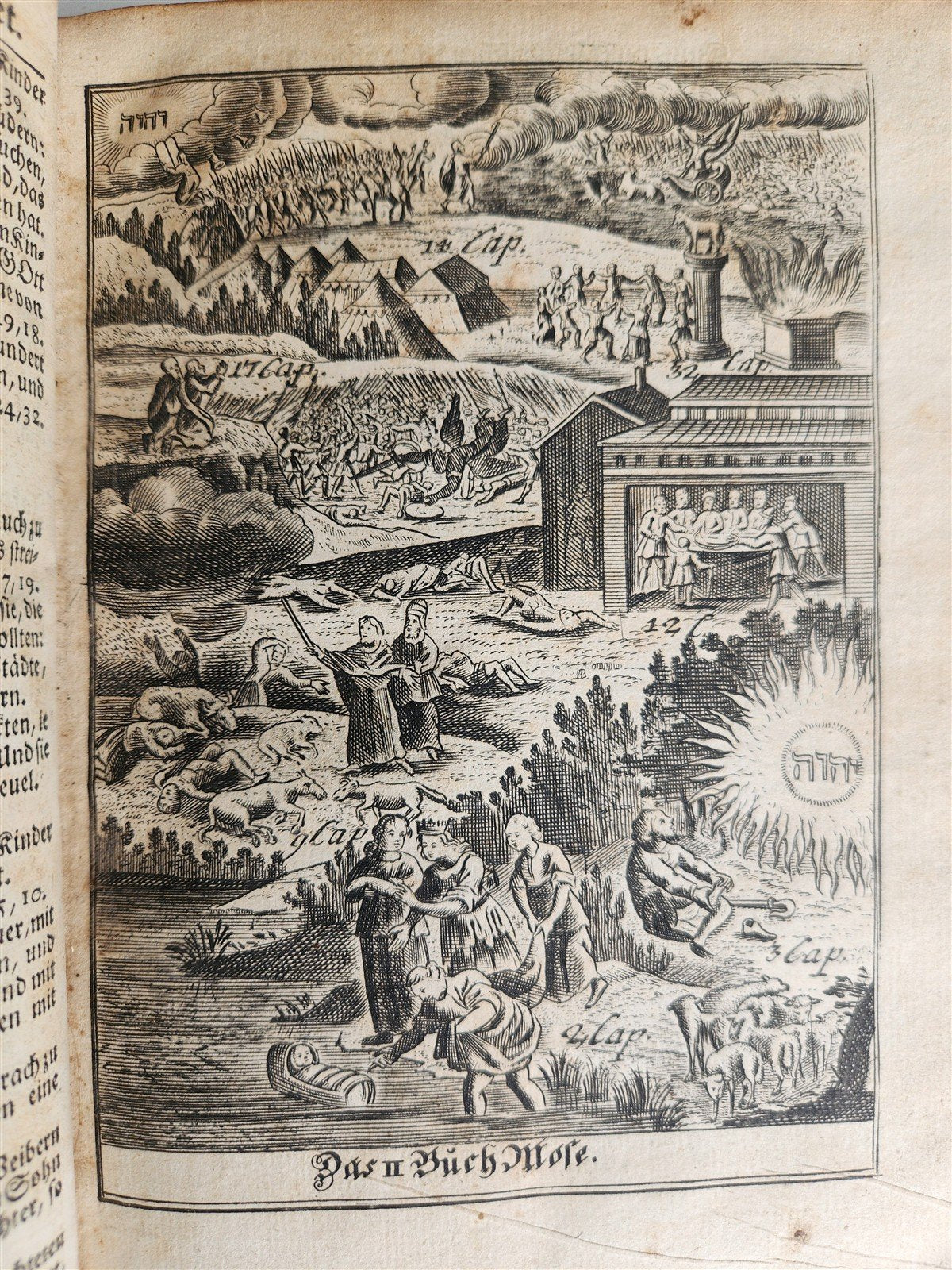 1748 BIBLE in GERMAN Old & New Testament antique ILLUSTRATED pigskin binding