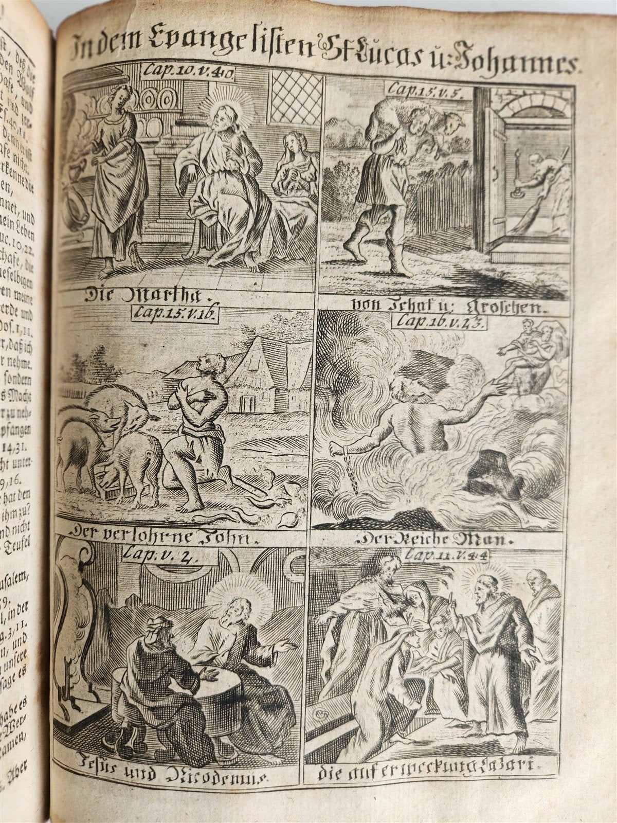 1748 BIBLE in GERMAN Old & New Testament antique ILLUSTRATED pigskin binding