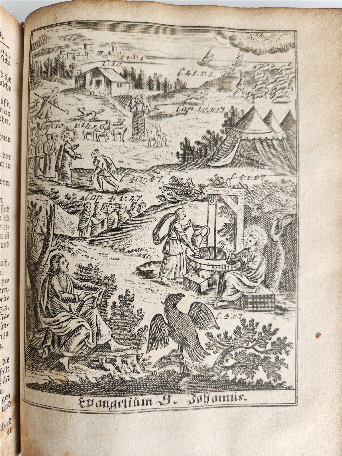 1748 BIBLE in GERMAN Old & New Testament antique ILLUSTRATED pigskin binding