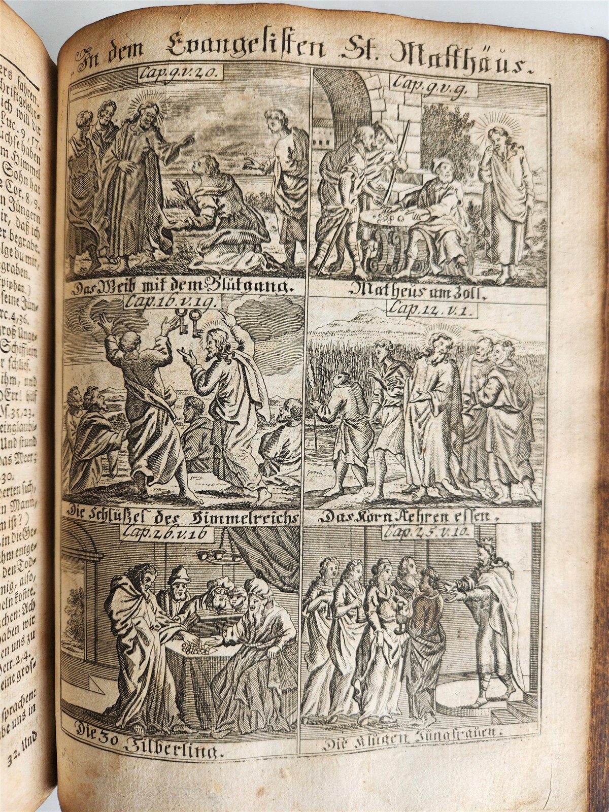 1748 BIBLE in GERMAN Old & New Testament antique ILLUSTRATED pigskin binding