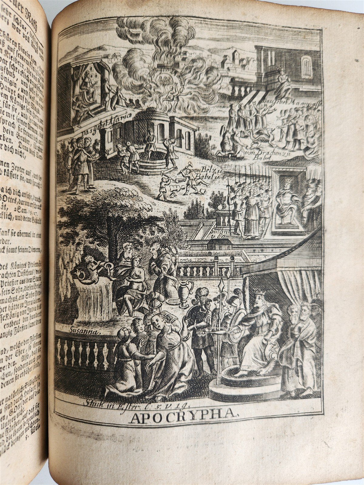 1748 BIBLE in GERMAN Old & New Testament antique ILLUSTRATED pigskin binding