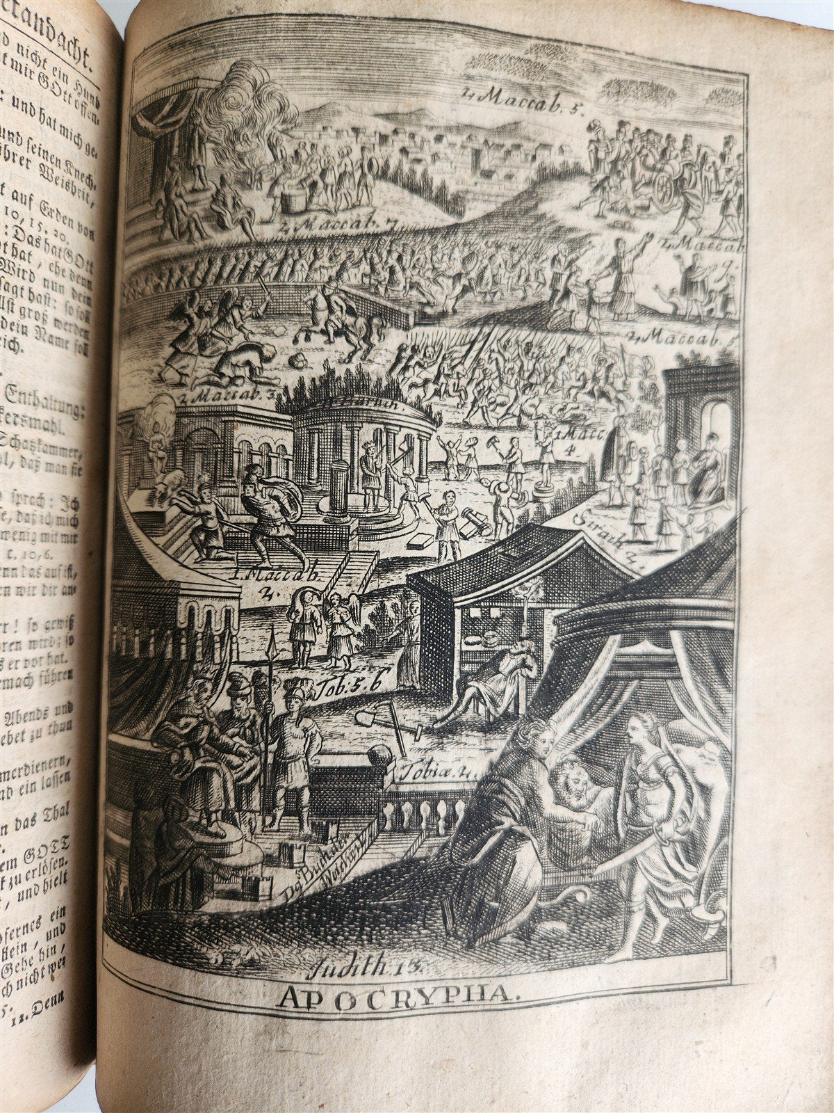 1748 BIBLE in GERMAN Old & New Testament antique ILLUSTRATED pigskin binding