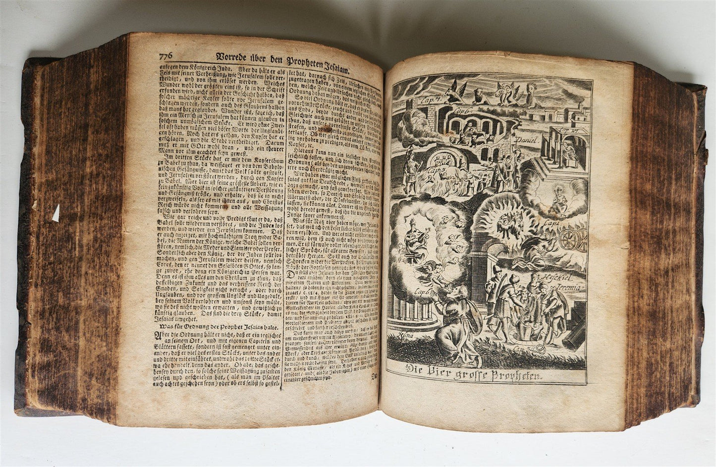 1748 BIBLE in GERMAN Old & New Testament antique ILLUSTRATED pigskin binding