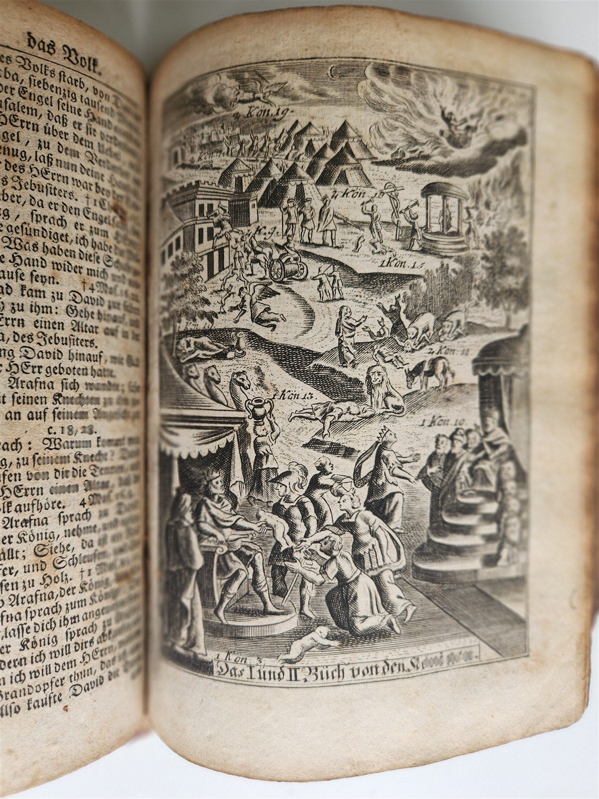 1748 BIBLE in GERMAN Old & New Testament antique ILLUSTRATED pigskin binding