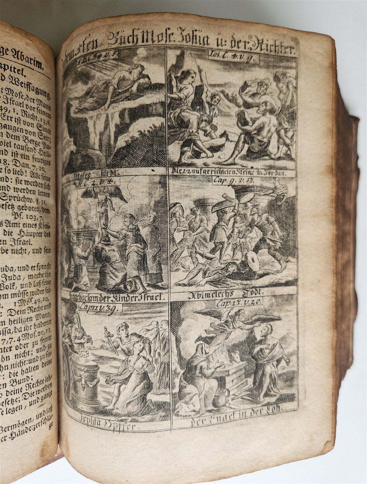 1748 BIBLE in GERMAN Old & New Testament antique ILLUSTRATED pigskin binding