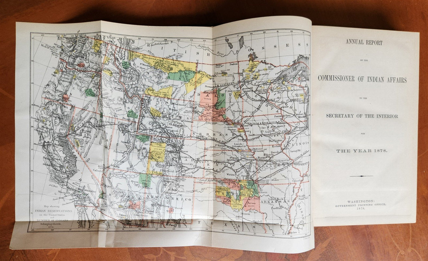 1878 COMMISSIONER OF INDIAN AFFAIRS REPORT illustrated w/MAP antique AMERICANA